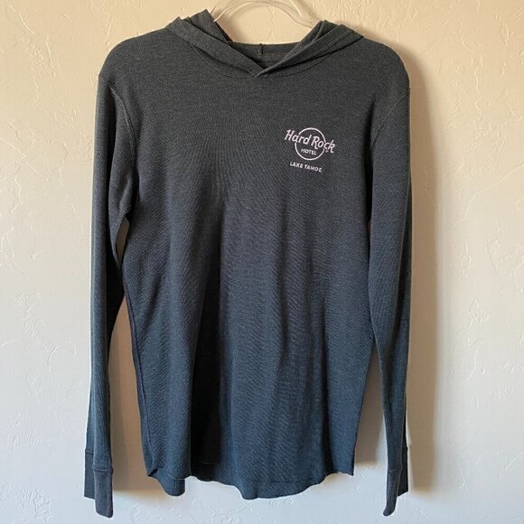 Hard Rock Hotel Lake Tahoe Blue Hooded Long sleeve Thermal Tee Medium - Picture 1 of 5